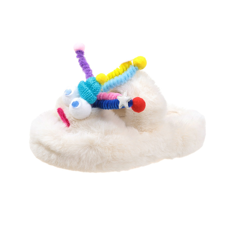 Nicho diseño original lindo divertido Zapatillas de lana para las niñas dormitorio desgaste al aire libre otoño fondo grueso hogar perezoso zapatos las mujeres