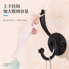 现代简约挂衣钩打孔固定卧室浴室鞋柜橱柜黑色衣帽钩进门玄关批发