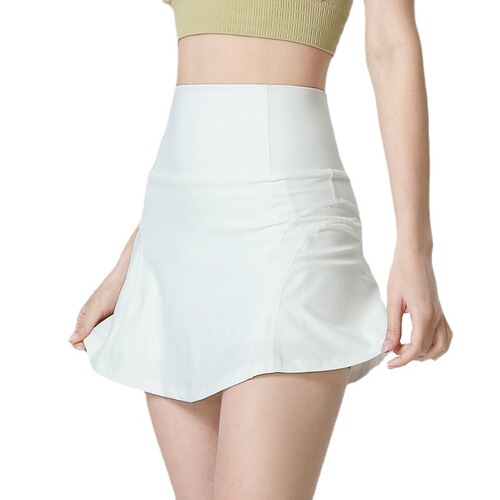 High-waisted fake two-piece sports skirt for women running and fitness anti-exposure with pockets dance yoga hip-covering tennis culottes