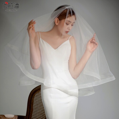 Youlapan theme photography veil bridal veil multi-layer wedding dress waist-length wedding wide-brimmed veil V69