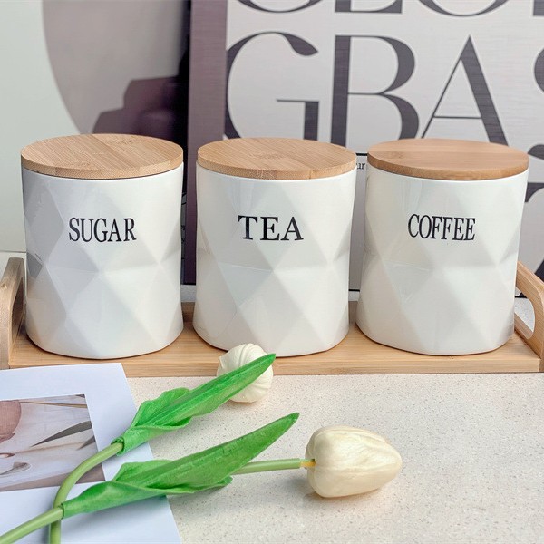 Latas selladas de cerámica nórdica suministros de cocina latas de café de té a prueba de humedad suministros de cocina de alto aspecto latas a granel para el hogar