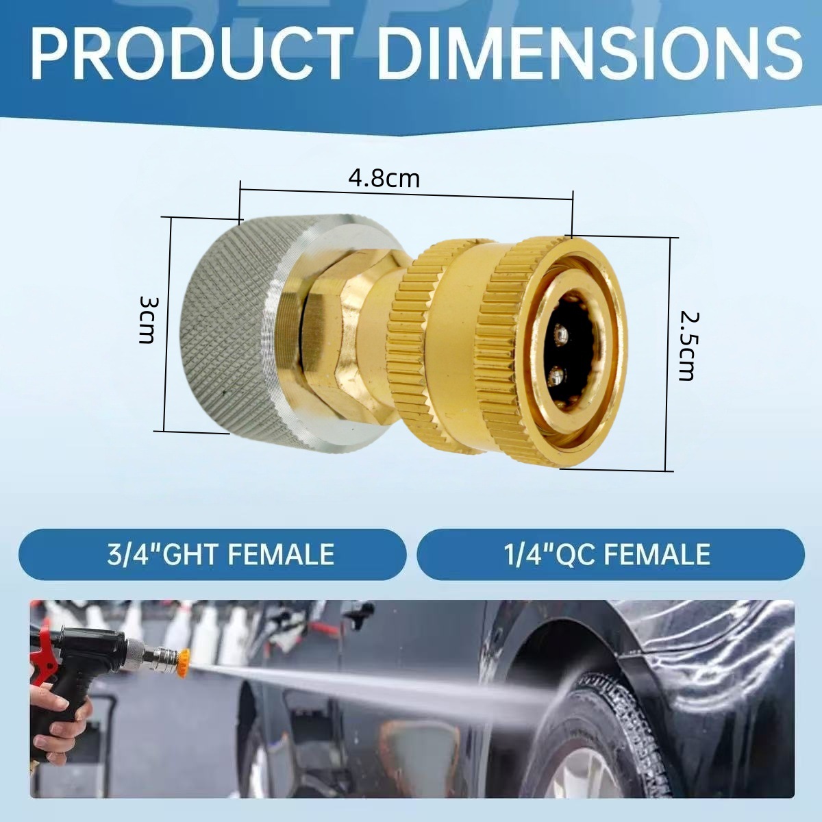 Cross-Border New Model Garden Hose Ght3/4 Knurled Adapter 1/4 Quick Connector 5-Color Nozzle Accessory Set