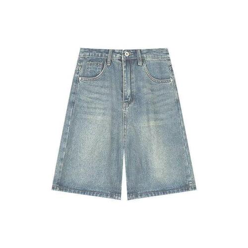 Women's Summer 5-inch Retro Plain Denim Shorts with Hong Style, Loose Streetwear Trend Brand Pants for Outdoor Wear in 2025