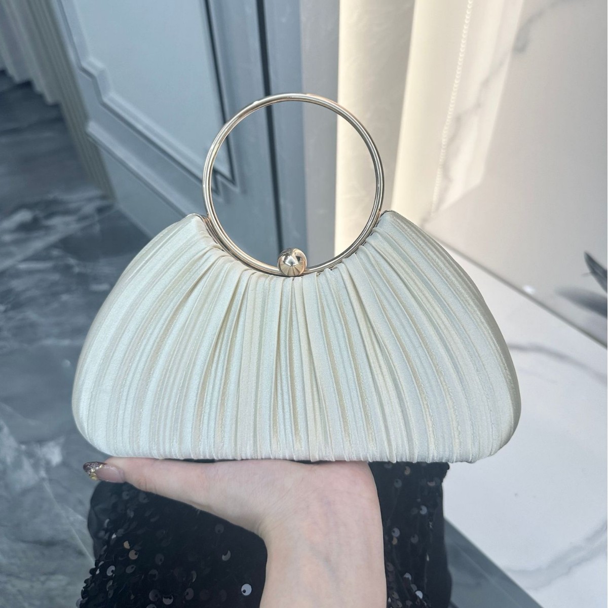 Borsetta da sera plissettata da donna clutch elegante da festa_voghion.com
