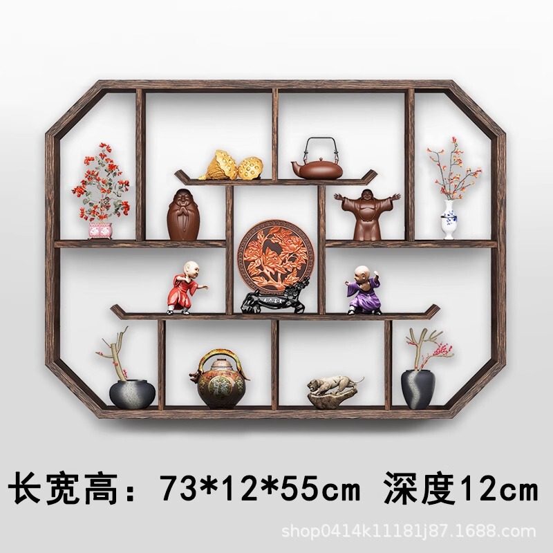 Bogu ラック無垢材中国風壁掛け収納ラックパーティション Duobaoge 格子ラック装飾品シンプルなティーセットラック|undefined
