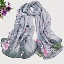 W 35811 Chinese Print Scarf �й���ӡ��˿�� ����ѷ�羳ŷ����