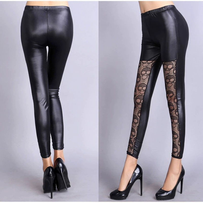 Модные матовые эластичные кружевные леггинсы, брюки европейский стиль, плюс размер