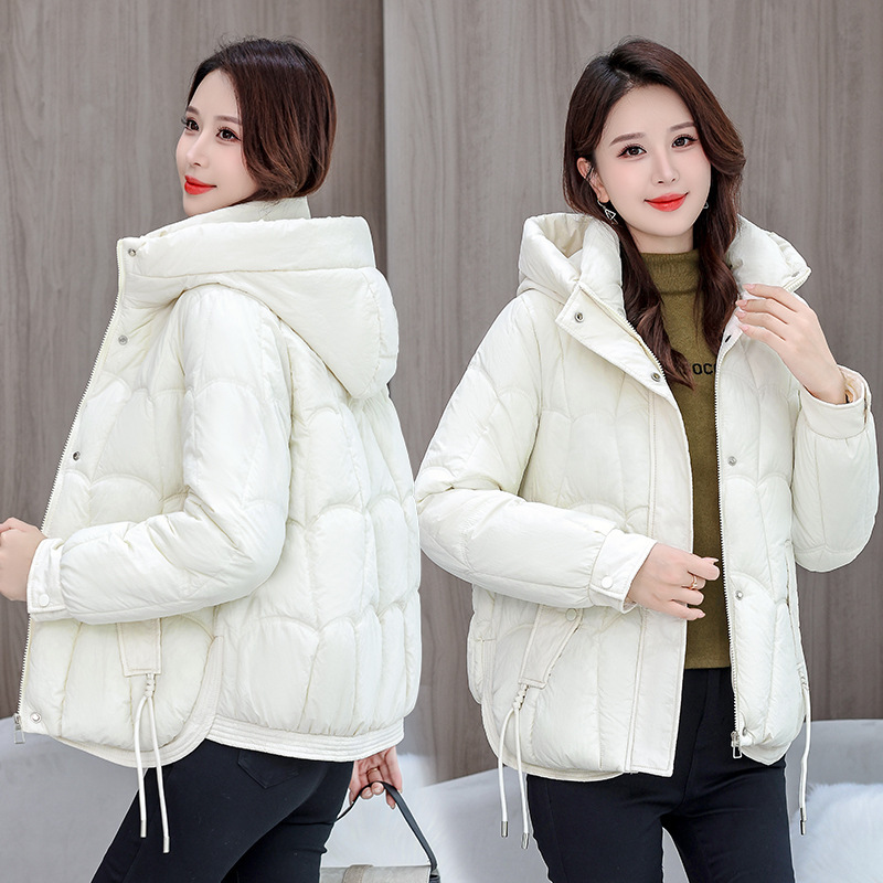 Nuevo algodón encapuchado de invierno corto de moda de algodón grueso estilo coreano de diseño suelto sensación de chaqueta de algodón abrigo de pluma de algodón