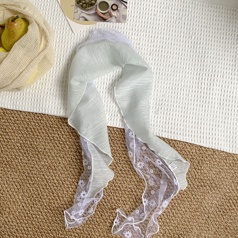 Pañuelo femenino estilo pastoral bufanda de cuello de todo fósforo costura bufanda de seda de encaje floral bufanda triangular de sentido avanzado cintura