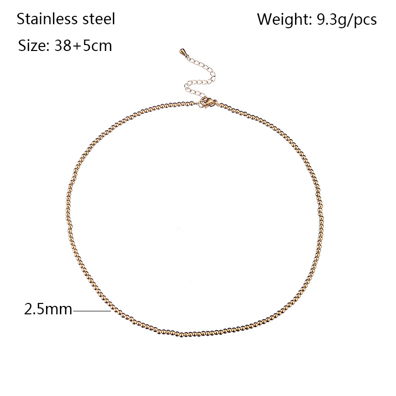 Gold Plated Plating Material Retro Ball Solid Color Stainless Steel Plating Gold Plated Necklace