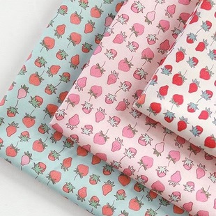 1.6m Wide New Cartoon Strawberry Print Twill Pure Cotton Fabric Wholesale