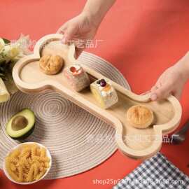 跨境竹木狗骨头餐用托盘实木点心盘零食盘木制水果盘桌面装饰餐盘