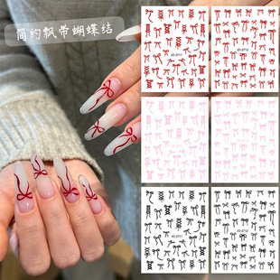 French-Style Bow Nail Stickers Trendy Exquisite Simple Irregular Bow Ins-Style Nail Stickers