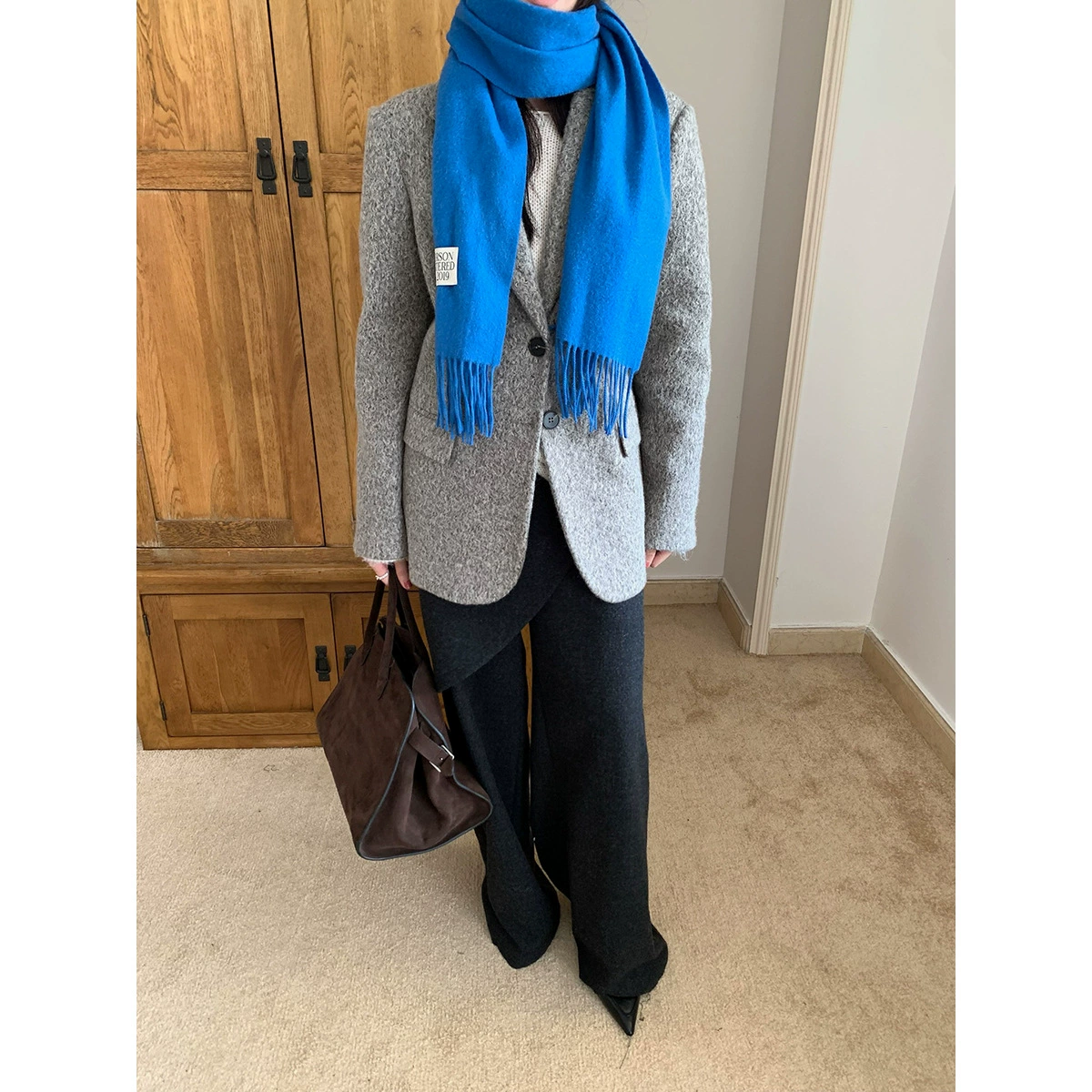 Yi En Oinbyin толстый пушистый шерстяной пиджак женский зимний высокий смысл