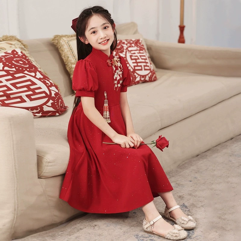 Summer wedding dress, red cheongsam, skirt, for teenagers, Chinese style