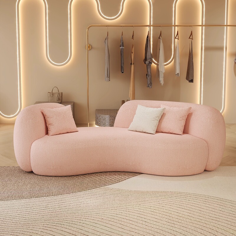 Skin-Friendly Lambswool Curved Sofa, Cream-Colored, Stain-Resistant, Trendy Sofa for Small Apartments, Living Rooms, and Clothing Stores, Uniquely Shaped Sofa Skin-Friendly Lambswool Curved Sofa, Cream-Colored, Stain-Resistant, Trendy Sofa for Small Apartments, Living Rooms, and Clothing Stores, Uniquely Shaped Sofa