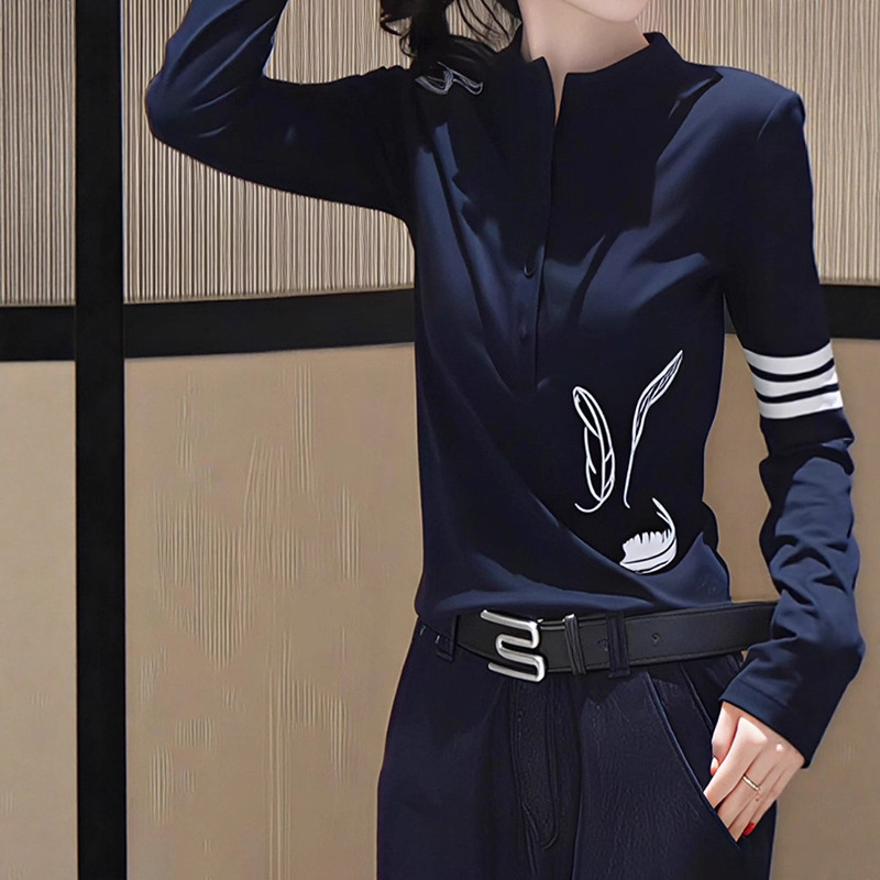 Plus Size Unique and Super Nice Pure Cotton Long-Sleeved T-Shirt for Women Early Autumn New Fat mm Slimming Look Inner Bottoming Top