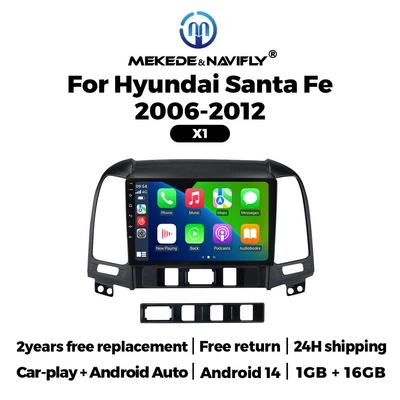 For Hyundai Santa Fe 2006-2012 Android Car GPS Navigation MP5 Bluetooth Player Carplay (DVD Navigation) - 116gcarplayandroid-auto-standard