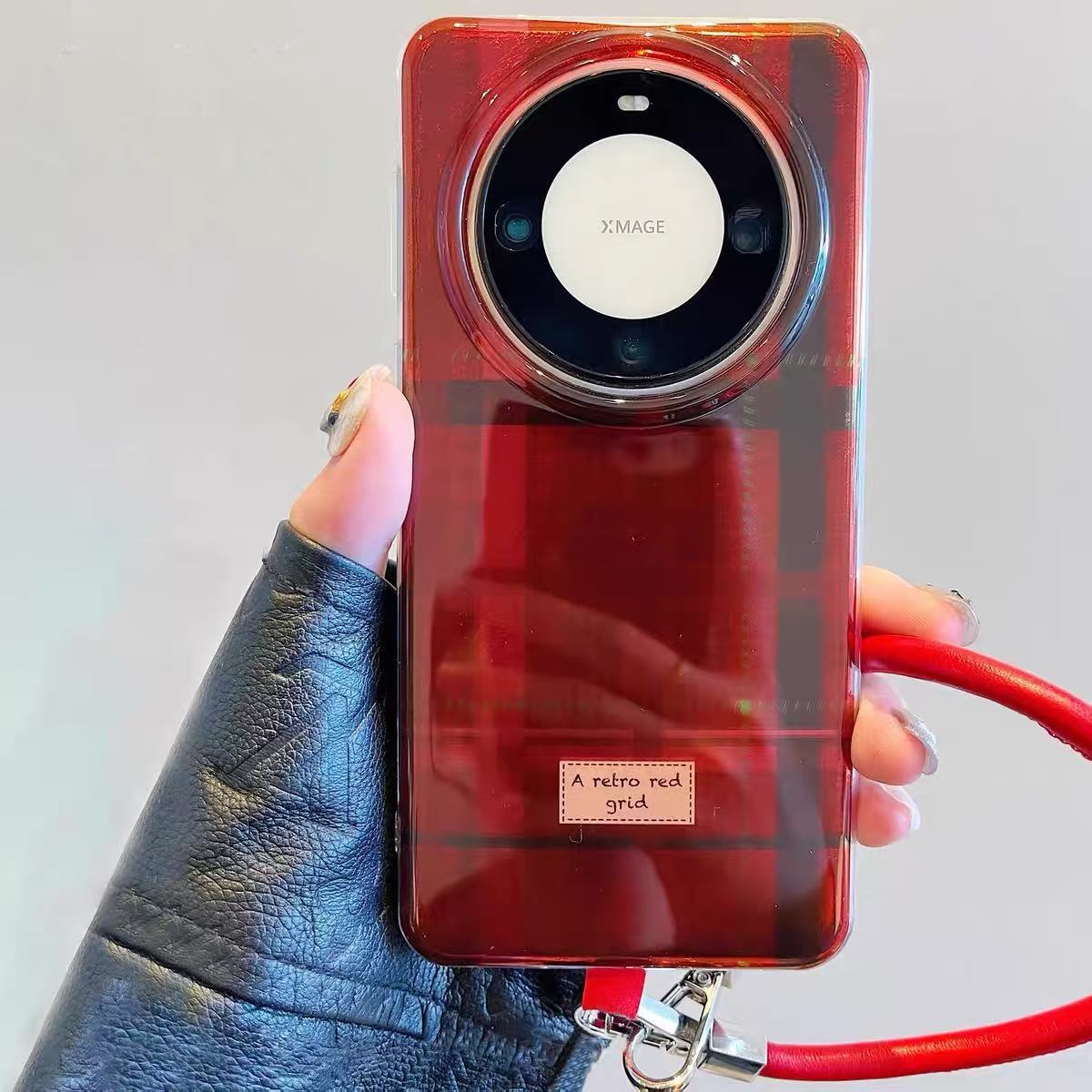 Modelo de año nuevo a cuadros rojos para la caja del teléfono móvil Huawei Mate70Pro 60 modelos de pareja 70 nicho 16ProMax