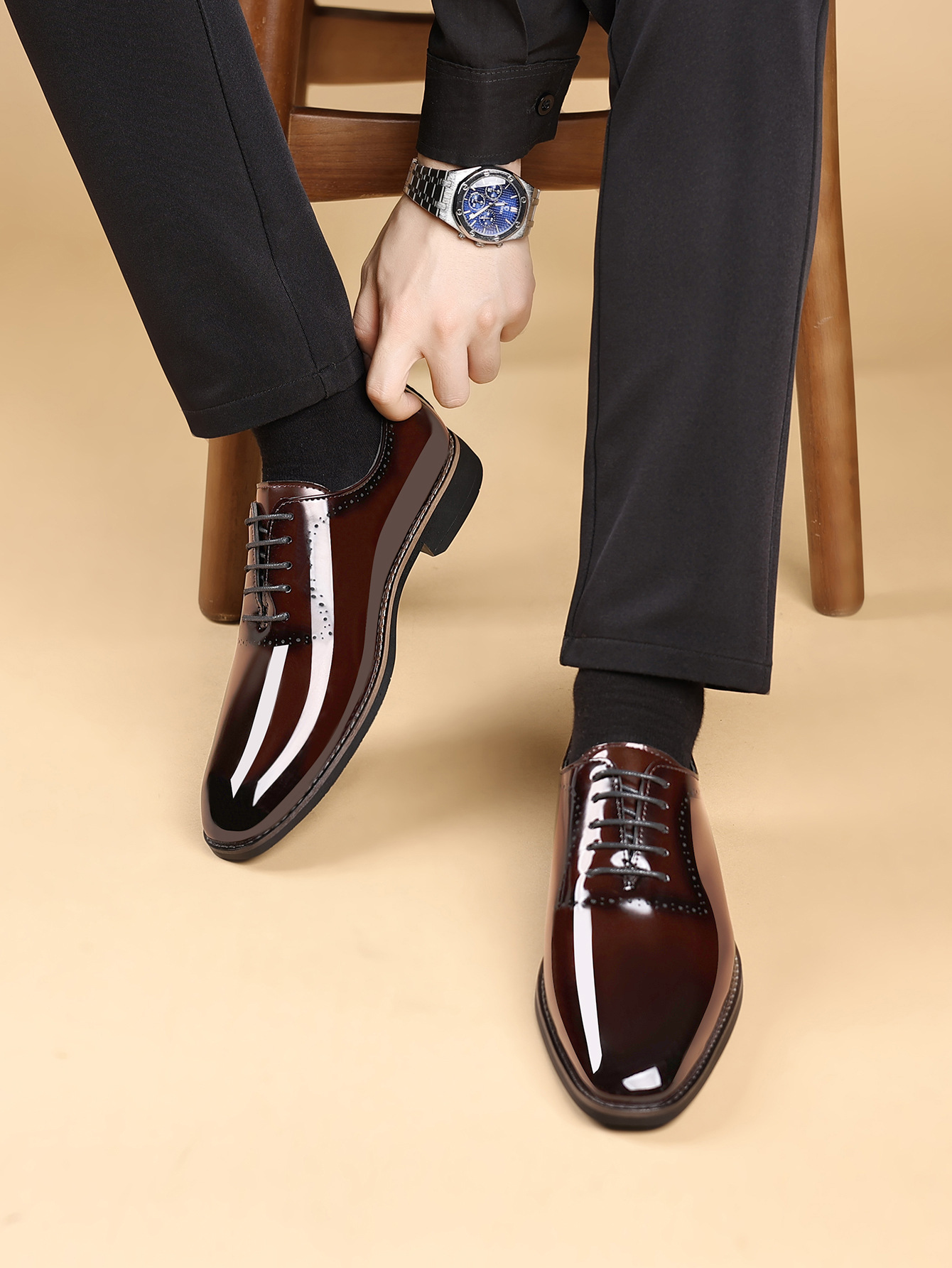 7903 Cross-border Men's New Autumn Shoes, Lace-up British Style Patent Leather Shoes (Yumei Ruijie Series)_vogvips.com
