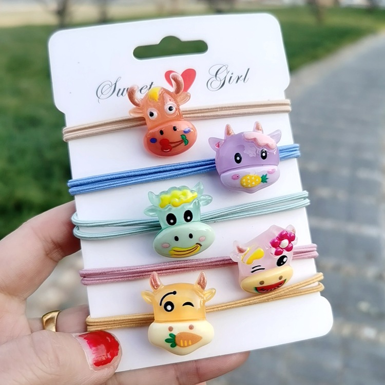 2021新款韓式ins甜美可愛本命年牛皮筋發圈生肖牛頭繩蝴蝶結發繩