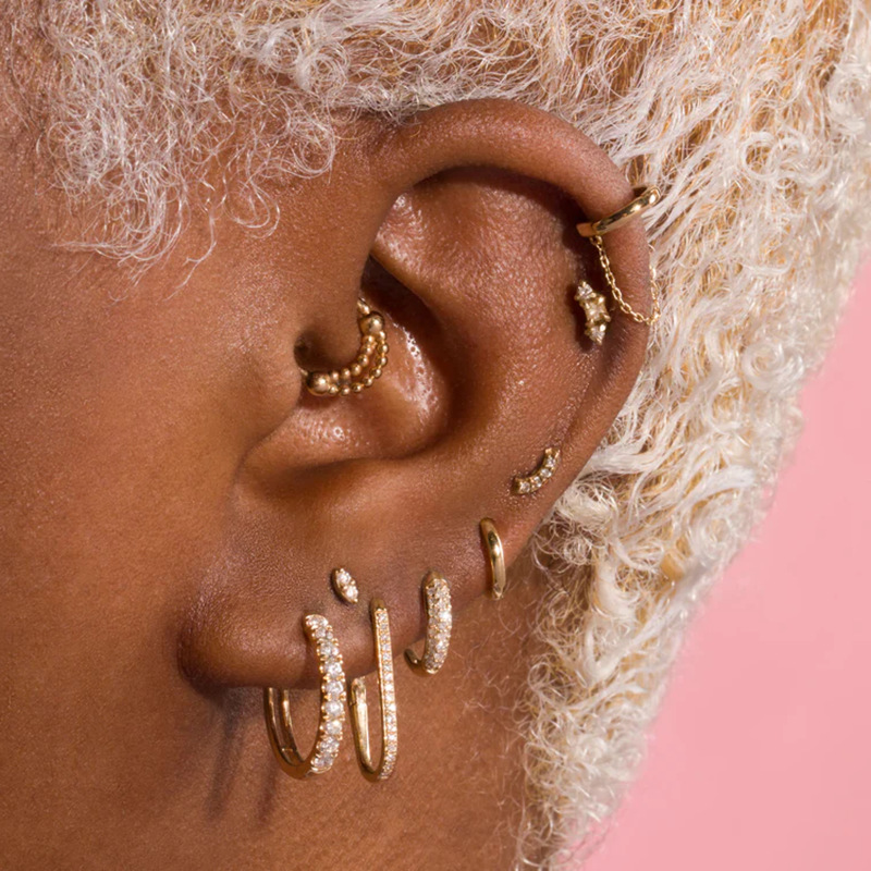 8g Weight Brass Ear Needle Material 1 Pair Elegant Geometric Solid Color Copper Hoop Earrings