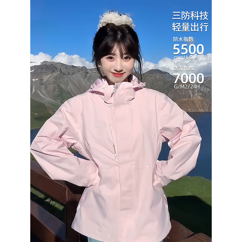 Luotuo Pink Jacket for Women, Autumn and Winter 2025 New Three-In-One Style, Petite and Stylish, Mountaineering Windproof Coat
