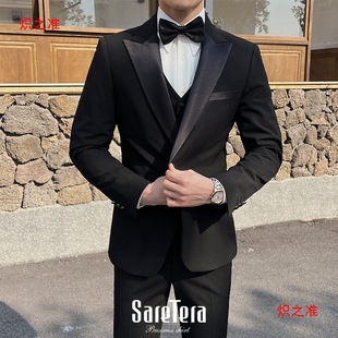 新郎修身司仪西服婚礼男主持人结婚西装套装商务正装帅气礼服英伦-阿里巴巴