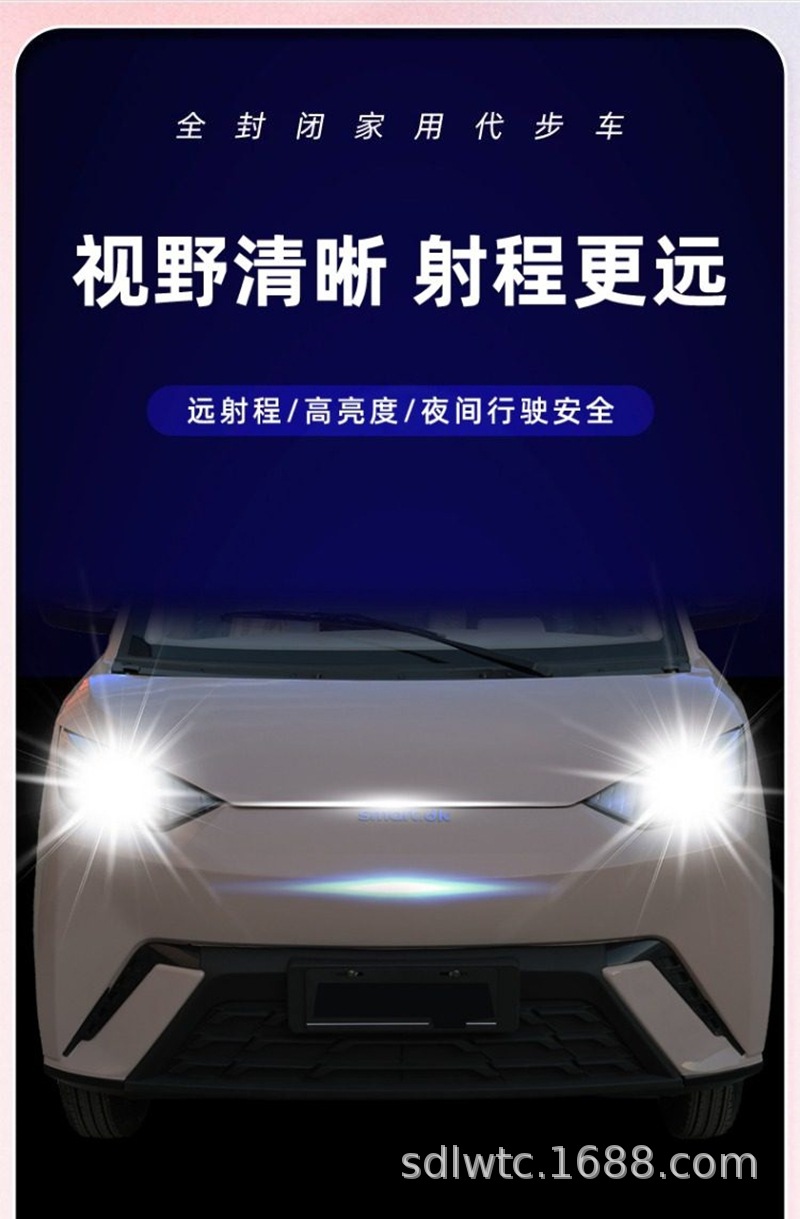 Seagull-Style Electric Four-Wheel Vehicle, Household Fuel-Electric Hybrid Car for Women, Fully Enclosed Lithium Battery Electric Vehicle