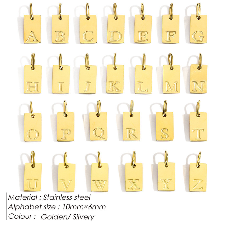 4g Weight PVD Coated Gold Plating Process Pendant Jewelry Making Type 10*6mm Jewelry Making Size Real Gold Plated Plating Material 1 Piece 10*6mm 304 Stainless Steel PVD Coated Real Gold Plated Letter Polished Pendant DIY Jewelry Accessories