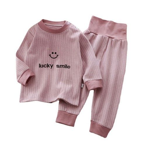 Children's high-waisted underwear set, infants and young children's velvet autumn clothes, long johns, girls' and boys' home clothes, Korean version