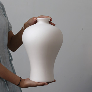 Jingdezhen High-White Clay Pottery Plain Vase Large DIY Painting Underglaze Color Carving White Blank Can Be Fired at Medium-High Temperature