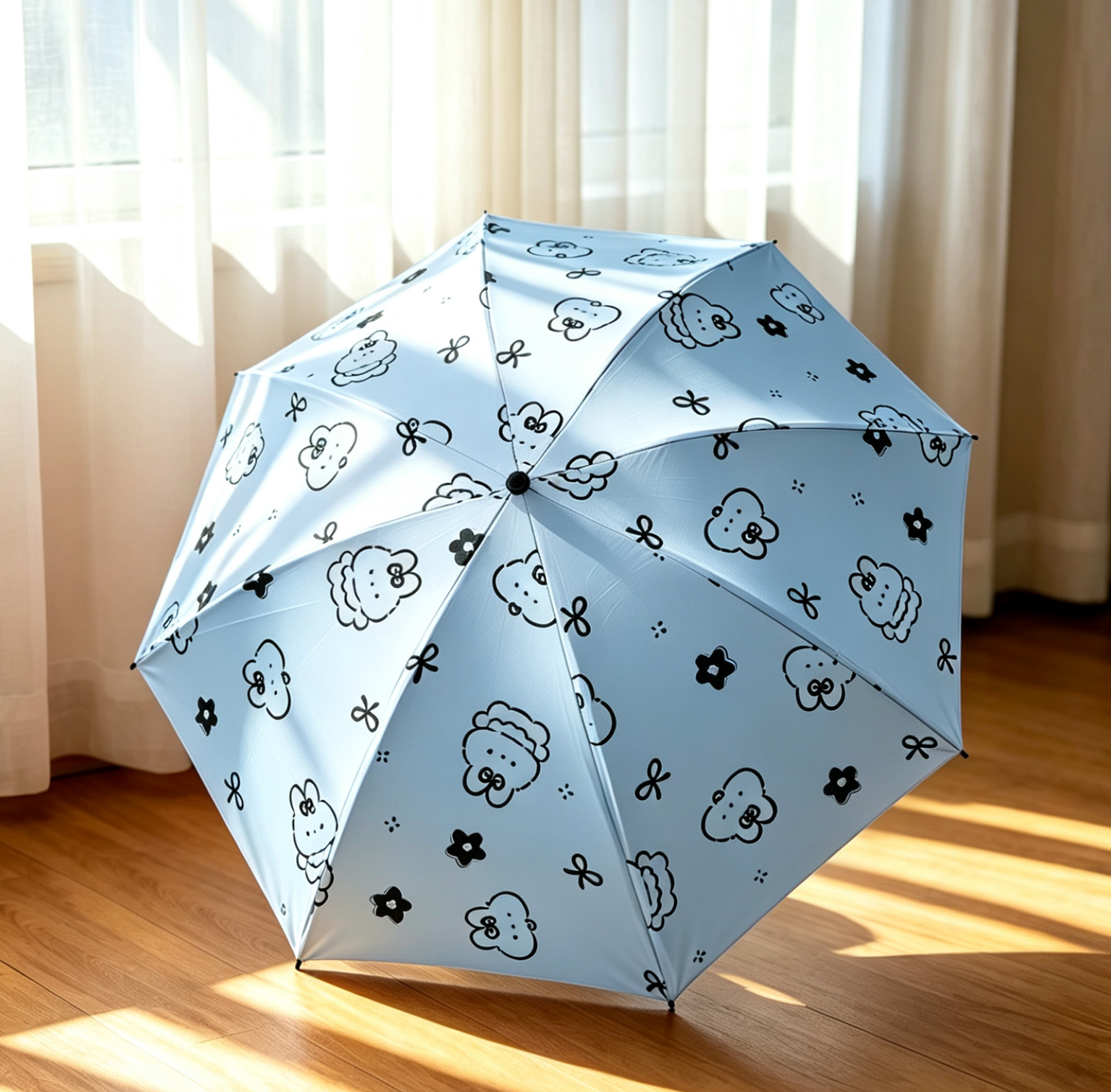 Paraguas totalmente automático al por mayor, de doble uso para sol y lluvia, paraguas plegable con diseño de dibujos animados, paraguas de vinilo con protección solar, protección UV