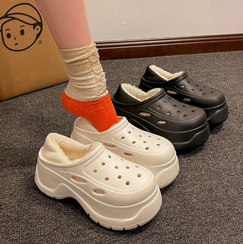 Зимняя новая толстая подошва, увеличенные бархатные отверстия, хлопчатобумажные туфли, женские нескользящие, теплые повседневные дикие хлопчатобумажные тапочки