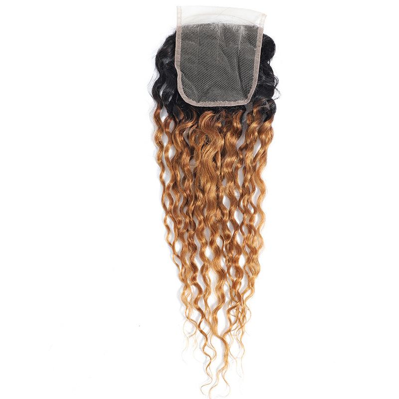 1B/27 4X4 Closure Water Wave Human Hair Human Hair European and American Lace Hair Block
