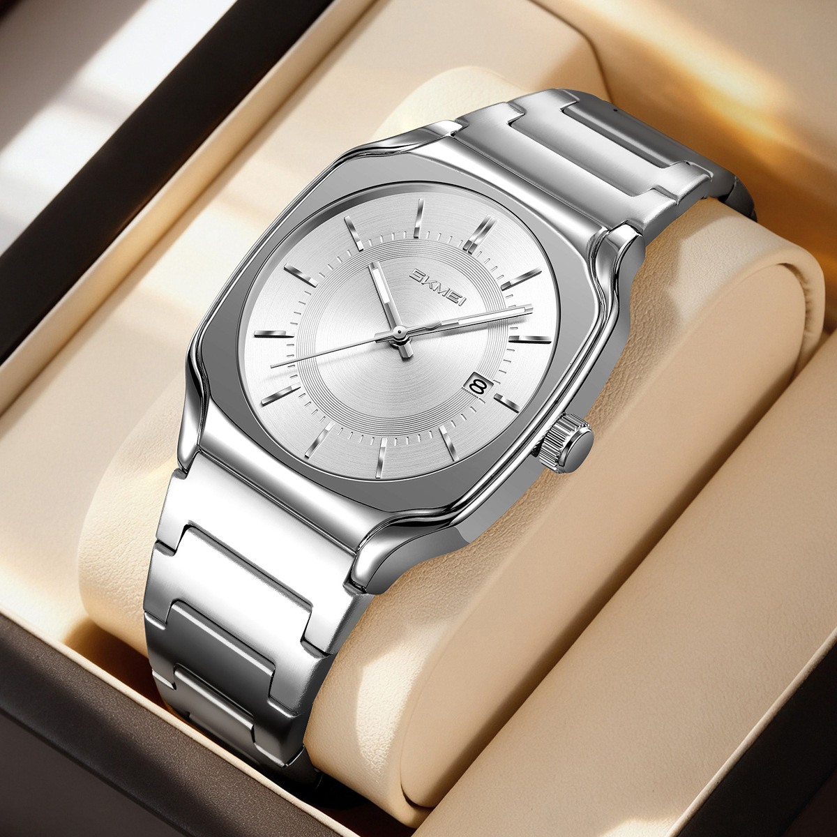 Momento de relojes de hombre calendario de negocios transfronterizo spot relojes de hombre acero noctilucente impermeable fábrica de relojes de cuarzo al por mayor