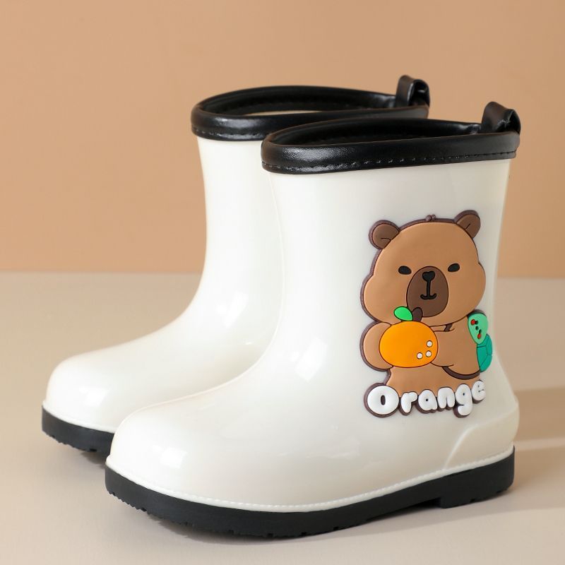 Nuevos niños capibara barril corto impermeable bebé zapatos de lluvia botas de lluvia barril medio para niños y niñas dibujos animados jardín de infantes zapatos de agua