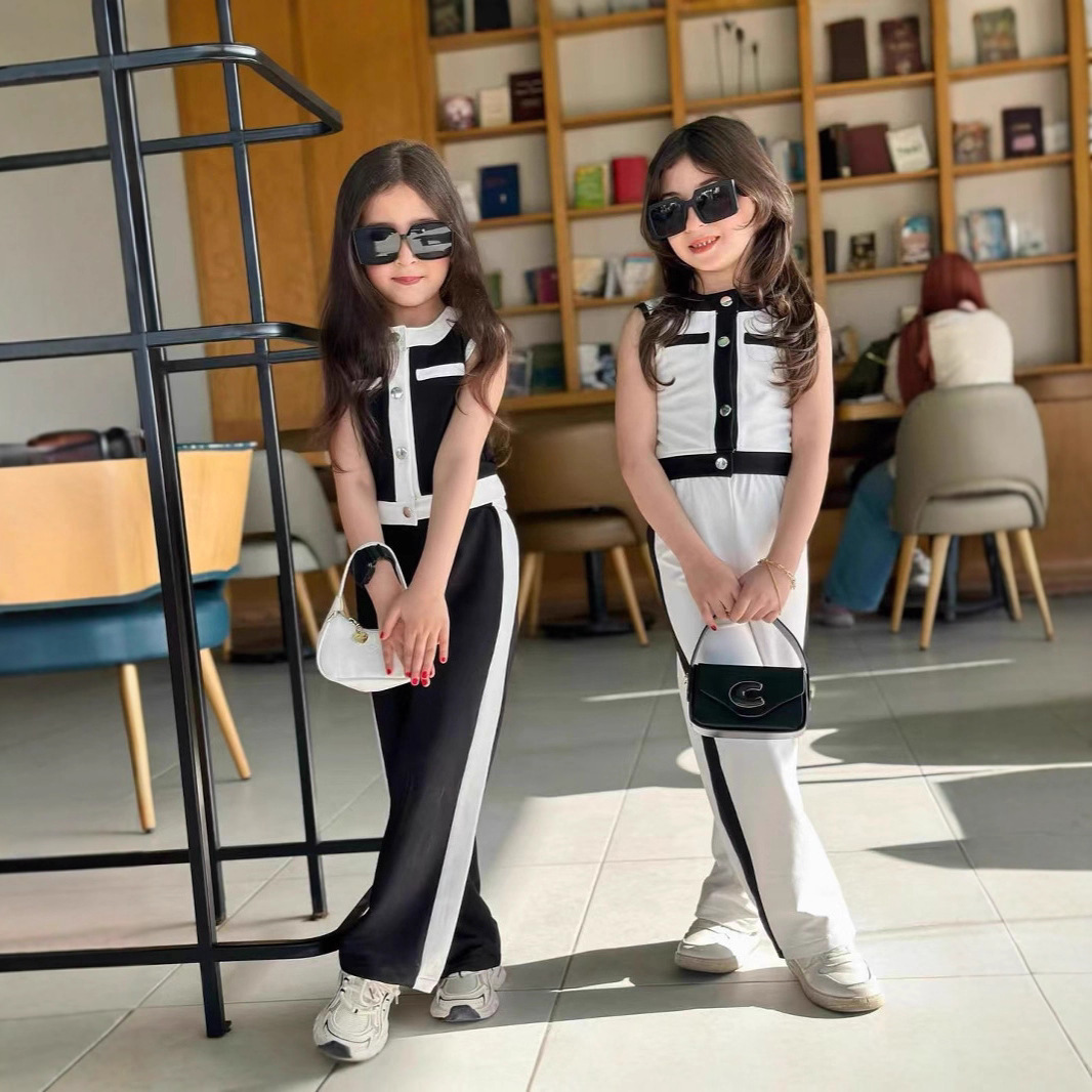 女童夏装套装2025新款夏季薄款高端无袖衣服小香风女孩长裤两件套