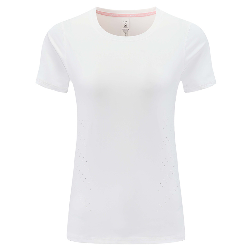 Comercio exterior transfronterizo de Europa y América al aire libre ropa de secado rápido de mangas cortas de mujer blusa transpirable ligera suelta delgada camiseta de yoga de cuello redondo