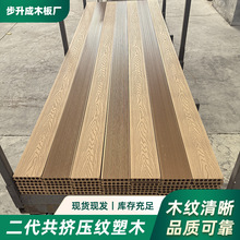木塑地板阳台走道庭院二代共挤塑木地板室外露台花园圆孔浮雕户外