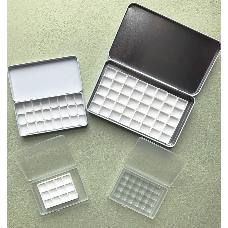 Акварель пигмент упакован в решетчатую железную коробку пустая коробка пластик