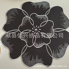 8国境を越えてよく売れている軽豪華な黒色刺繍円形の食事マットヨーロッパ式長方形の皿布断熱コースター