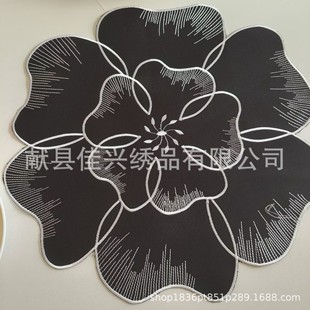 8 Cross-Border Hot-Selling Accessible Luxury Black Embroidered Round Placemats European Style Rectangular Plate Cloth Insulated Coasters