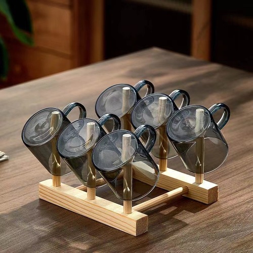 Manufacturer wholesale smoke gray glass small teacup translucent black small cups high-temperature tea cup owner cup small handle cup