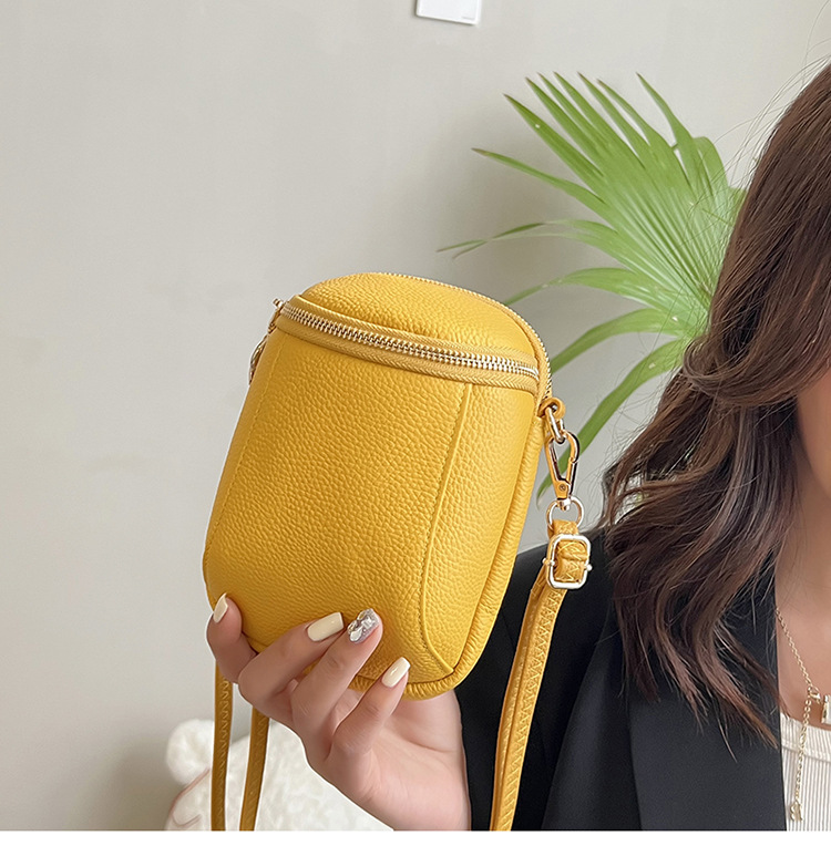 294g Weight Polyester Lining Material Sewing Thread Fashion Element Zipper Closure Type Single Shoulder Strap Strap Type Crossbody Bag Bags Type Casual Occasion Genuine leather Material Solid Color Pattern All Seasons Season Women's Gender Streetwear Style Shell Shape Women's Solid Color Genuine Leather Sewing Thread Zipper Phone Wallets 11