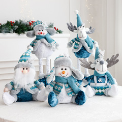 クリスマス装飾品伸縮サンタクロース雪だるまヘラジカ青い人形座り人形装飾品装飾品