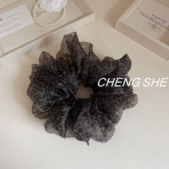 大号玻璃纱豹纹大肠发圈女蓬松个性头花丸子头皮筋马尾辣妹发圈