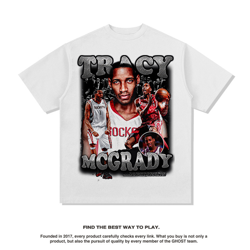 Maddy American Star camiseta de hip-hop callejera marca de moda impresión retro hacer vieja lavado pesado cuello redondo mangas cortas image 2
