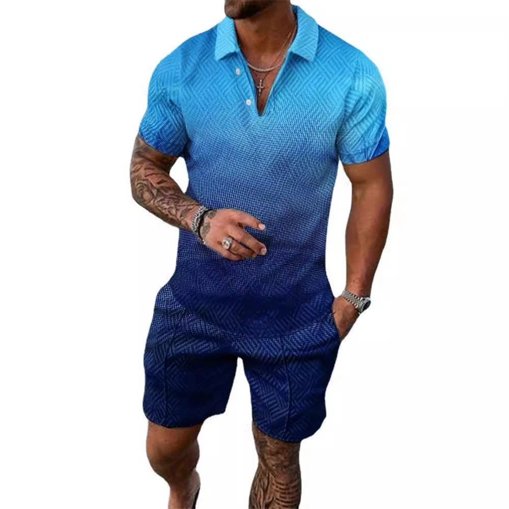 Fashionable polo, men's set for leisure, shorts, Aliexpress, Amazon, 3D
