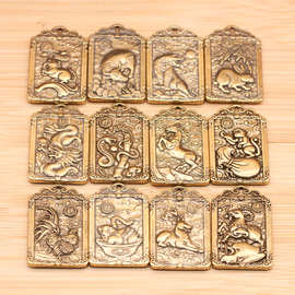 黄铜五路财神之首赵公明钥匙扣挂件道家武财神招财令铜牌吊坠挂饰